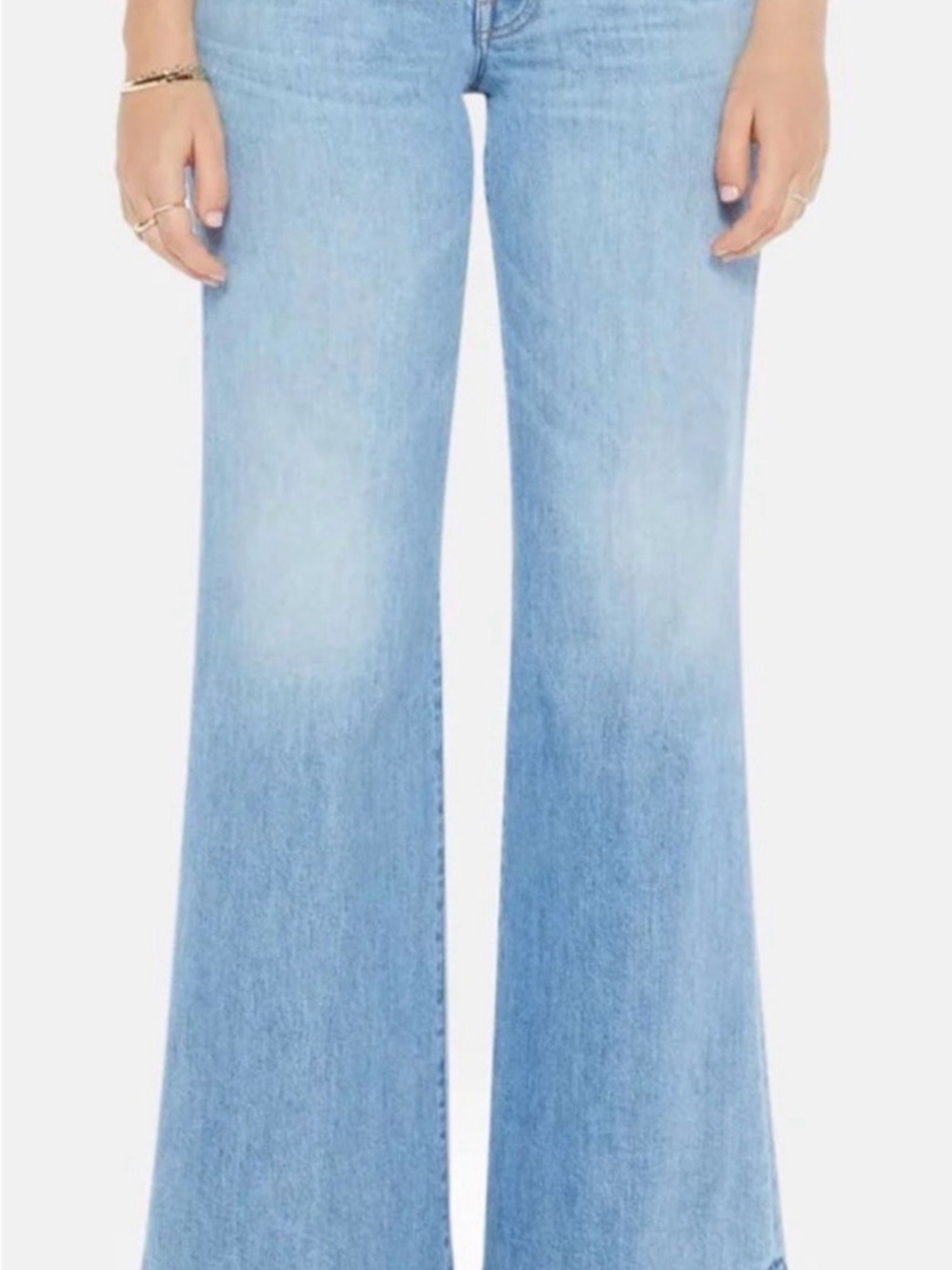 MOTHER Light Blue Flared Wide-Leg Jeans
